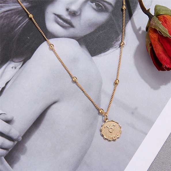 12 Constellations Coin Pendants Necklace  PW884