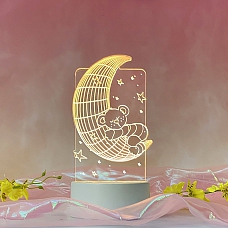 Moon Bear 3D Lamp Acrylic LED Night Light Child Gift PW569