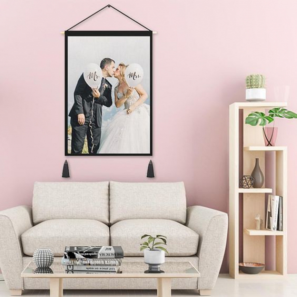 Custom Couple Photo Tapestry - Wall Decor Hanging Fabric Painting Hanger Frame Poster PW264 ...