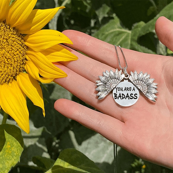 Sunflower Necklace for Daughter-You are A Badass PWB143