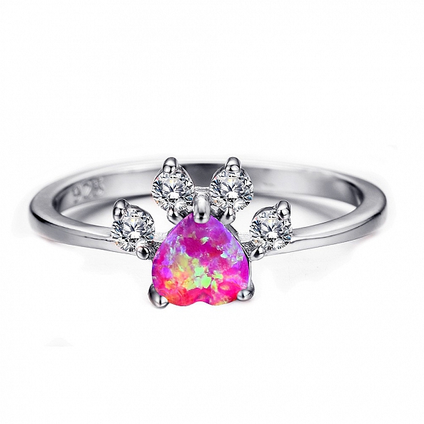Opal & Crystal Paw Ring PWB315