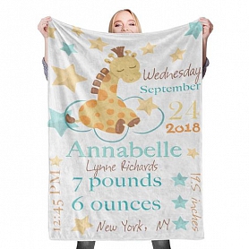 Custom Baby Photo Blanket with Name Birth Information Stroller Blanket Custom Swaddle Blanket Personalized Swaddle Blankets PW010