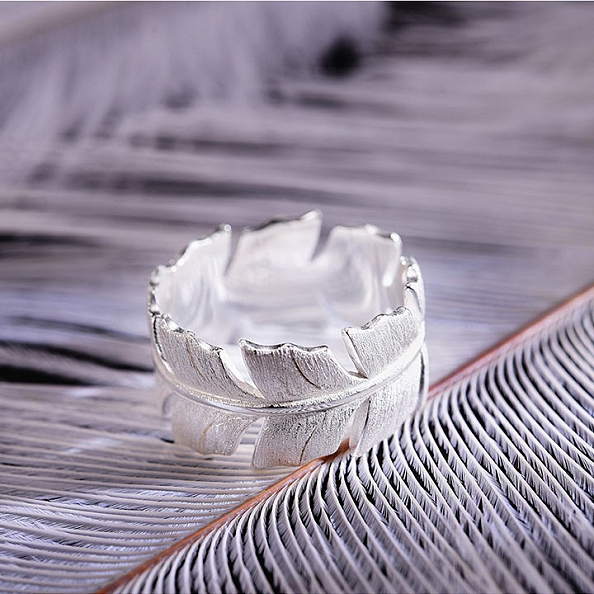Sterling Silver Feather Ring PWB364