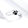 Black and White Cute Paw Ring PWB445