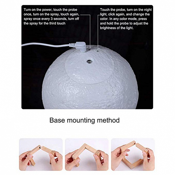 Personalized three colors photo humidifier moon lamp PW037