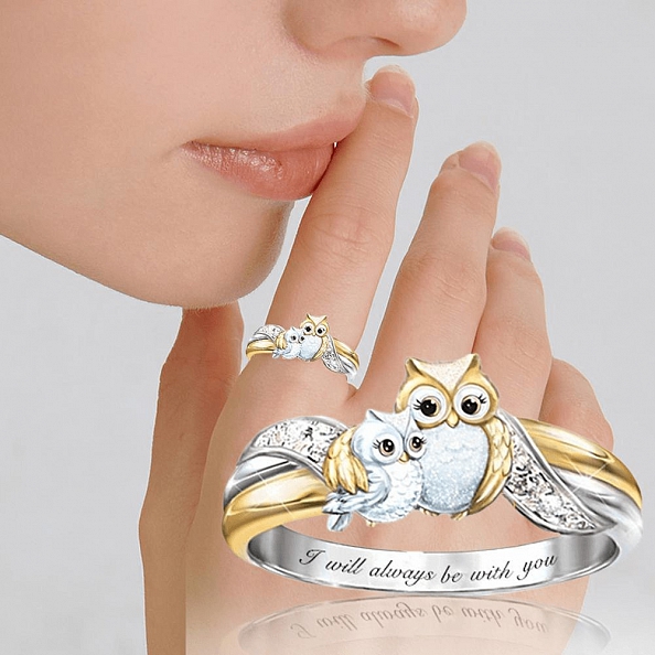 Cute Owl Crystal Ring PWB004