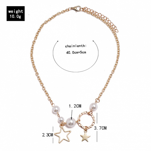 Simple elegant star pearl necklace PWB138