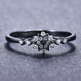 S925 Sterling Silver Snowflake Ring PWB241