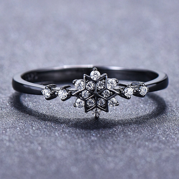 S925 Sterling Silver Snowflake Ring PWB241