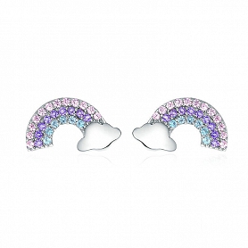 S925 Sterling Silver Rainbow Stud Earrings PWB347