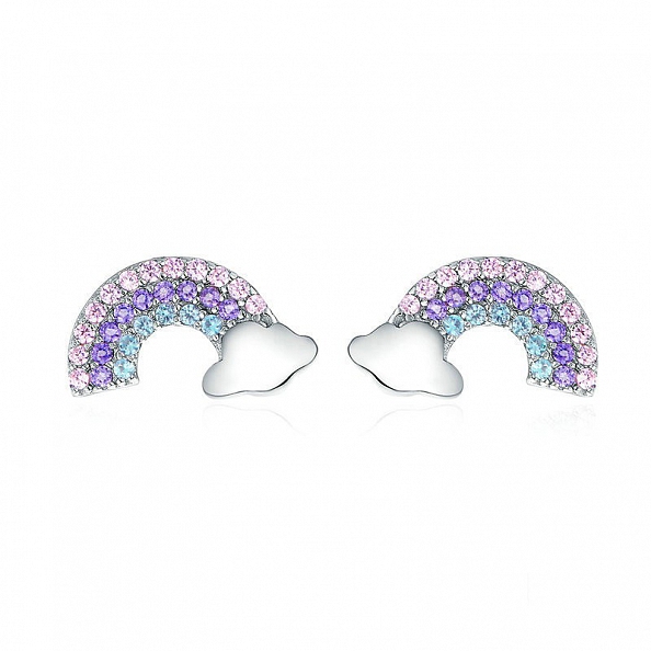 S925 Sterling Silver Rainbow Stud Earrings PWB347