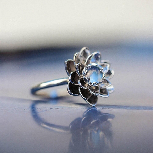 Moonstone Lotus Ring PWB310