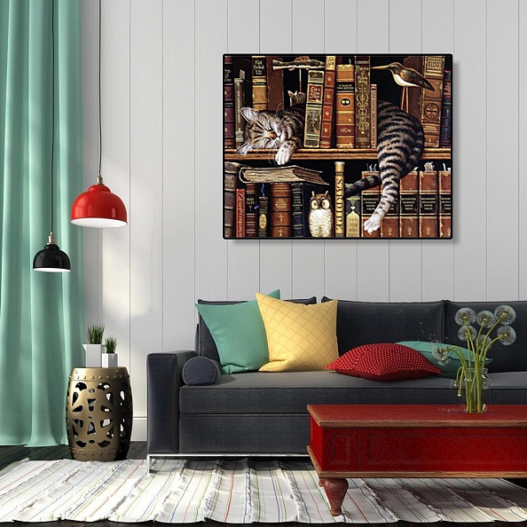 DIY Paint By Numbers Kit(40x50cm) Cat Books-PW762