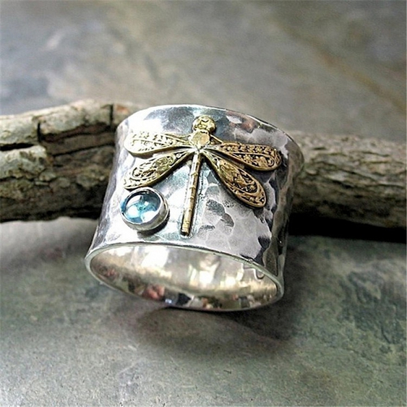 Retro Engraved Dragonfly Ring PWB246