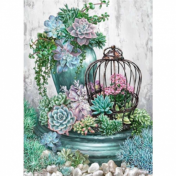 DIY Paint By Number Kits-Succulent Plants(40*50 CM) PW615