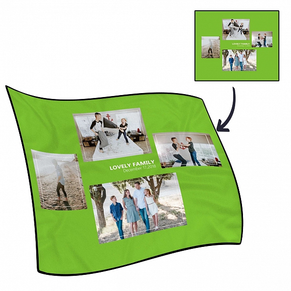 Custom Family Blankets Personalized Collage Blankets with 4 Photos PW515