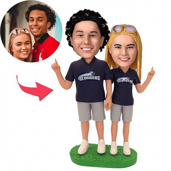 Football Fans Couple Custom Bobblehead PW324