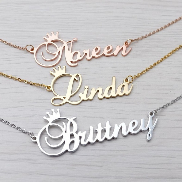 Custom Name Necklace with Crown PW938