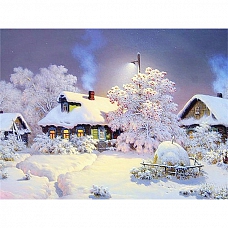 Full Drill 5D Diamond Painting Kit (DIY) -Snow Landscape Winter Home PW534