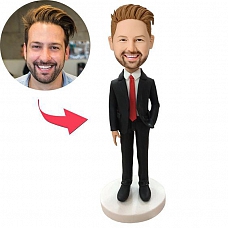 Male Executive In Red Tie Custom Bobblehead PW273