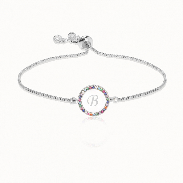 Colorful Rainbow Zircon 26 Letter Bracelet   PW881