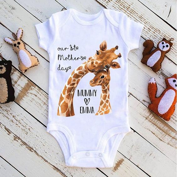 Custom Giraffe Mother's Day Baby Onesies PW152