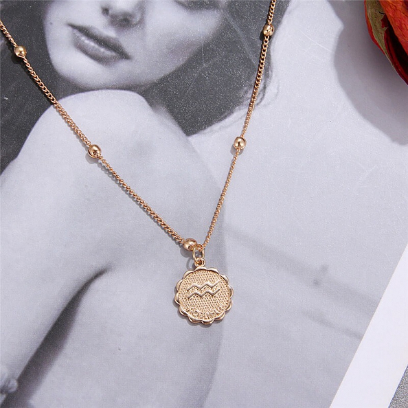 12 Constellations Coin Pendants Necklace  PW884