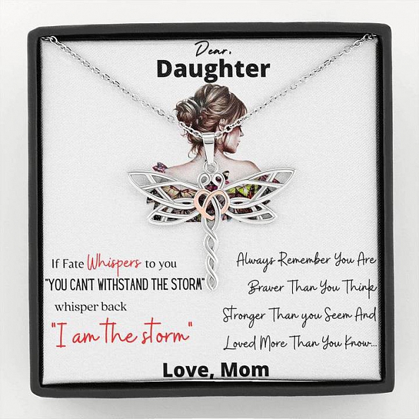 “Dear Daughter - If Fate Whispers To You” Dragonfly Necklace PWB328