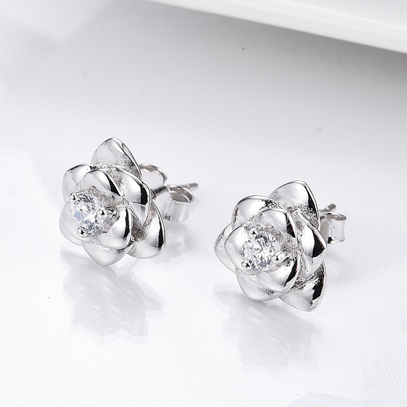 Charming Rose Flower Stud Earrings PWB450