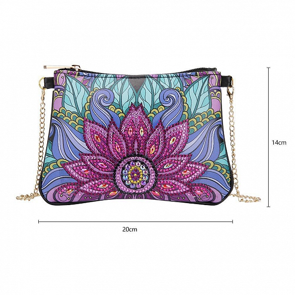 DIY Leather Shoulder Bag Diamond Painting Flowers PW627