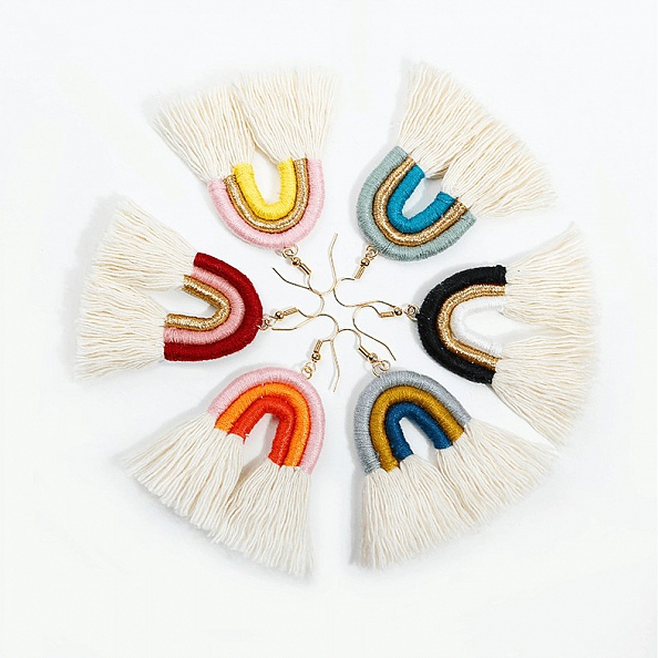 Colorful tassel earrings PWB226