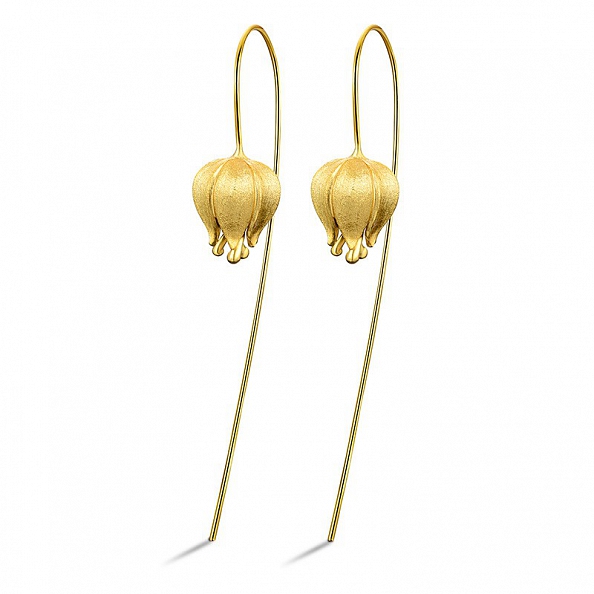 925 Sterling Silver Tulip Dangle Earrings PWB406