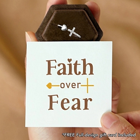 FAITH OVER FEAR CROSS & HEART RING PWB416