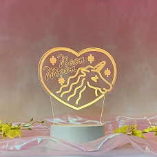 Heart Unicorn 3D Lamp Acrylic LED Night Light Child Gift PW572