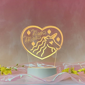 Heart Unicorn 3D Lamp Acrylic LED Night Light Child Gift PW572