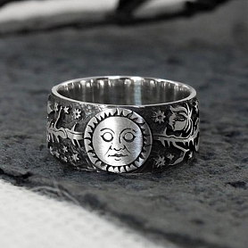 Retro Sun & Moon Ring PWB245