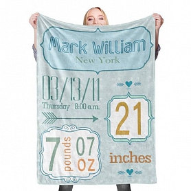 Custom Baby Photo Blanket with Name Birth Information Stroller Blanket Custom Swaddle Blanket Personalized Swaddle Blankets PW012