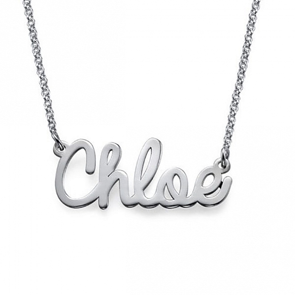 Silver Script Name Necklace PW054
