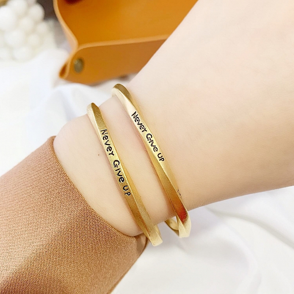 Never Give Up Gold Cuff Bracelet PWB383