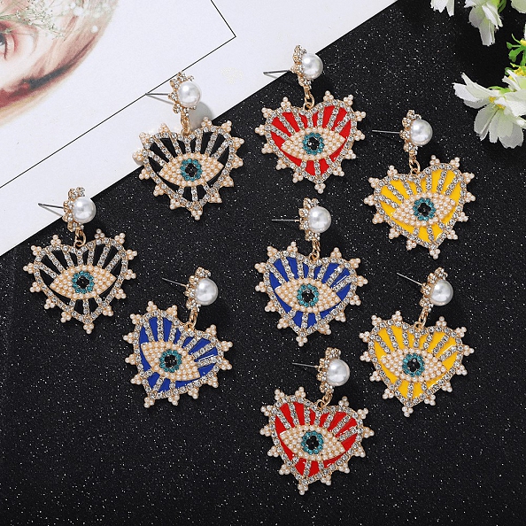 Heart Shape EVIL EYE EARRINGS PWB069