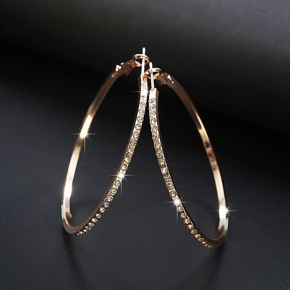 Shiny Zircon Hoop Earrings PWB289