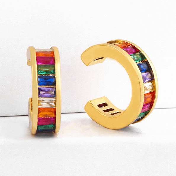 Colorful Zircon Hoop Earrings PWB091