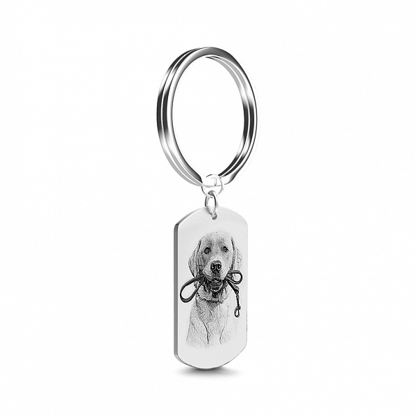 Custom photo engraved stainless steel key chain PW344