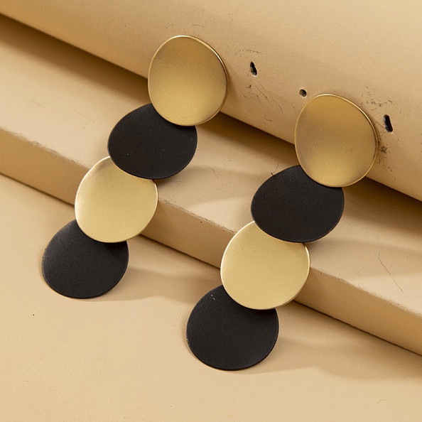 Retro black and gold eardrop PWB131