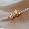 Gold Plated Owl Pearl Earrings PWB496