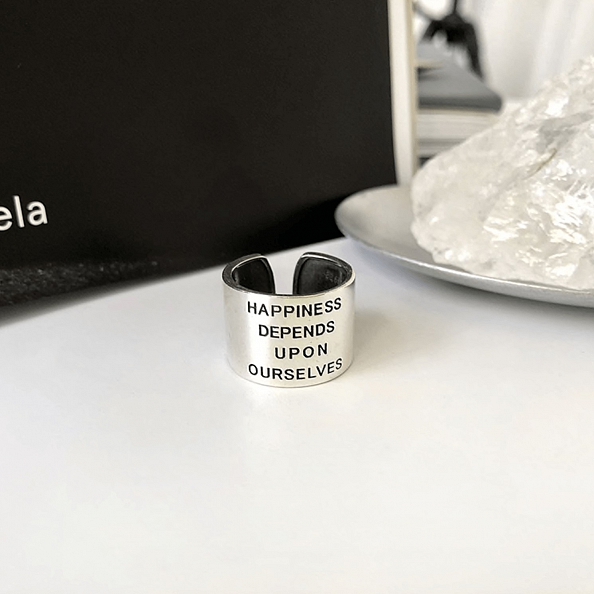 HAPPINESS DEPENDS UPON OURSELVES RING PWB269