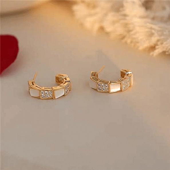 Opal hoop earrings PWB043