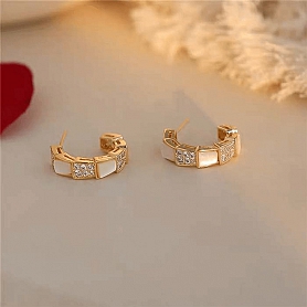 Opal hoop earrings PWB043