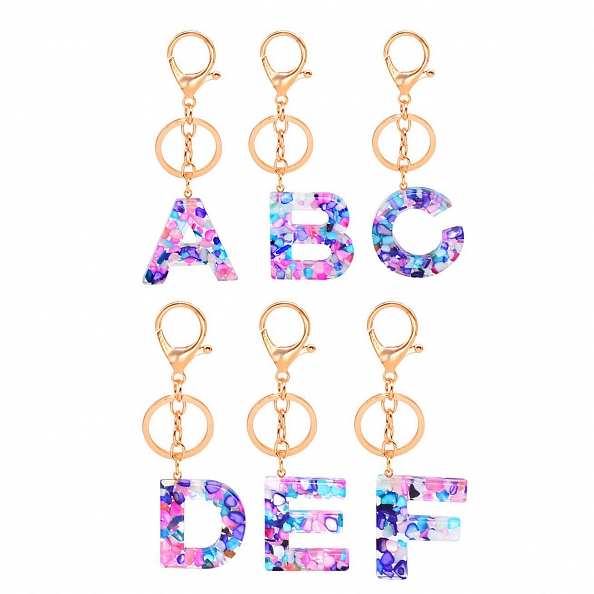 Sparkly Glitter A-Z Letter Initial Keychain PW893