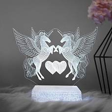 Romantic Angle Horse 3D Lamp Acrylic LED Night Light Holiday Gift PW566